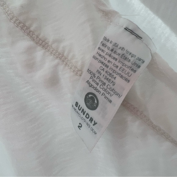 Bundle of 2 Sundry Tops Size 2 Medium Evereve White Pom Pom Tank Coral Ruffle - Picture 9 of 10